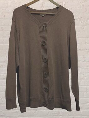 Cotton Ginny Organic Cotton Button Cardigan Brown XL Plus